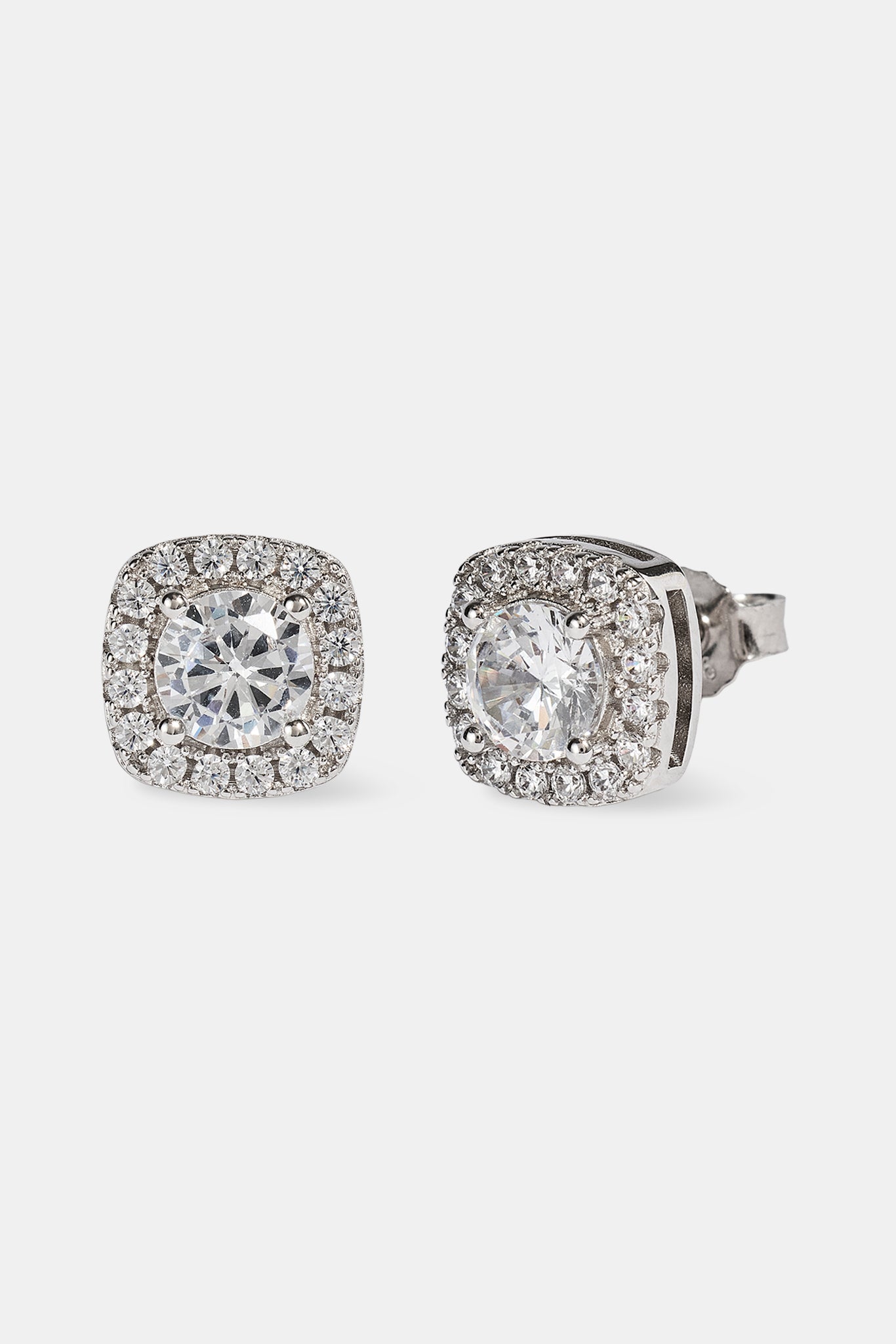 Iced Cluster Stud Earrings - 10mm - White