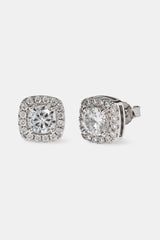 Iced Cluster Stud Earrings - 10mm - White