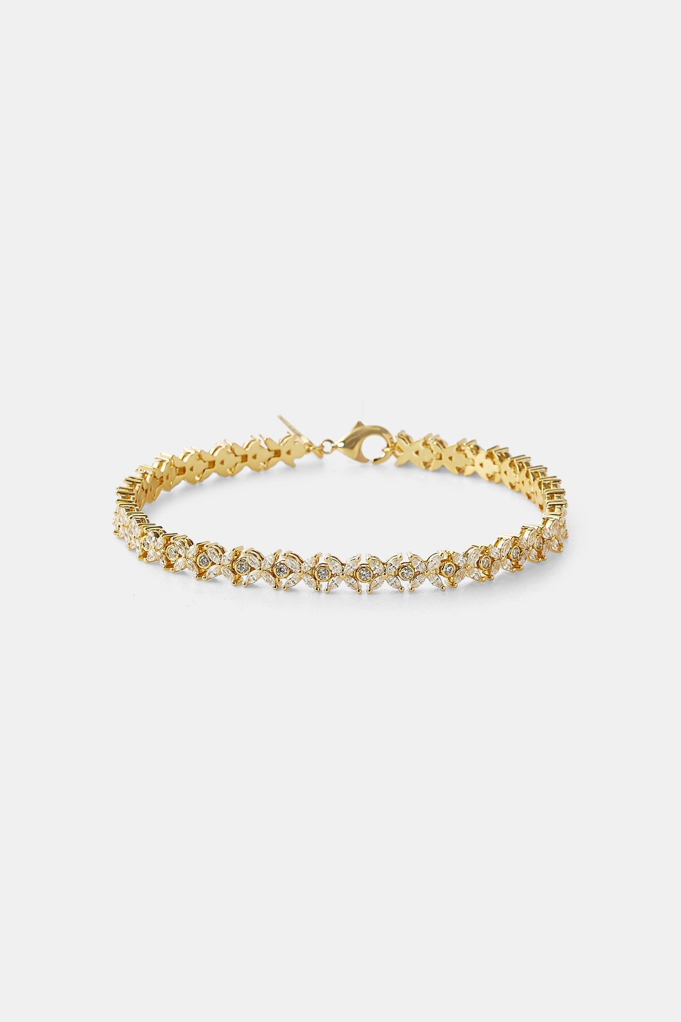Iced Stone Cross Bracelet - 6mm - Gold