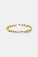 Iced Stone Cross Bracelet - 6mm - Gold