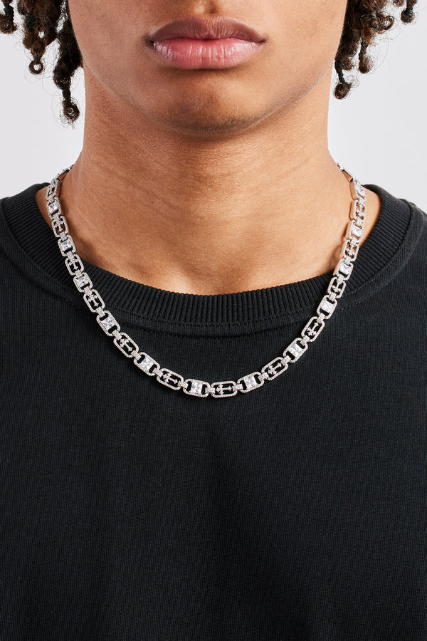 Iced Stone & Cross Link Chain - 8mm