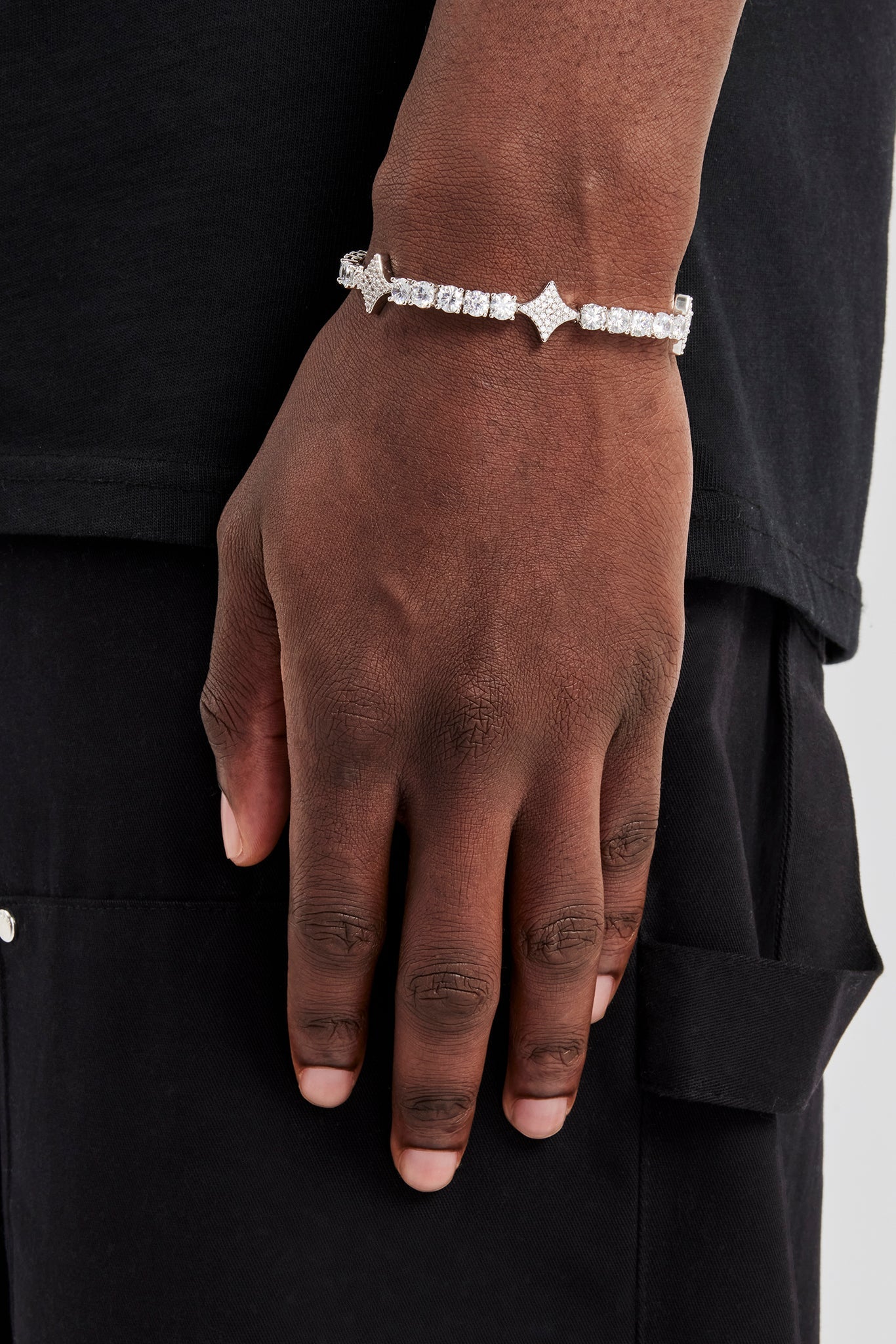 Iced Star Motif Tennis Bracelet - 5mm