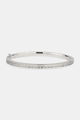 Iced Tennis & Baguette Stone Bangle - 4mm - White