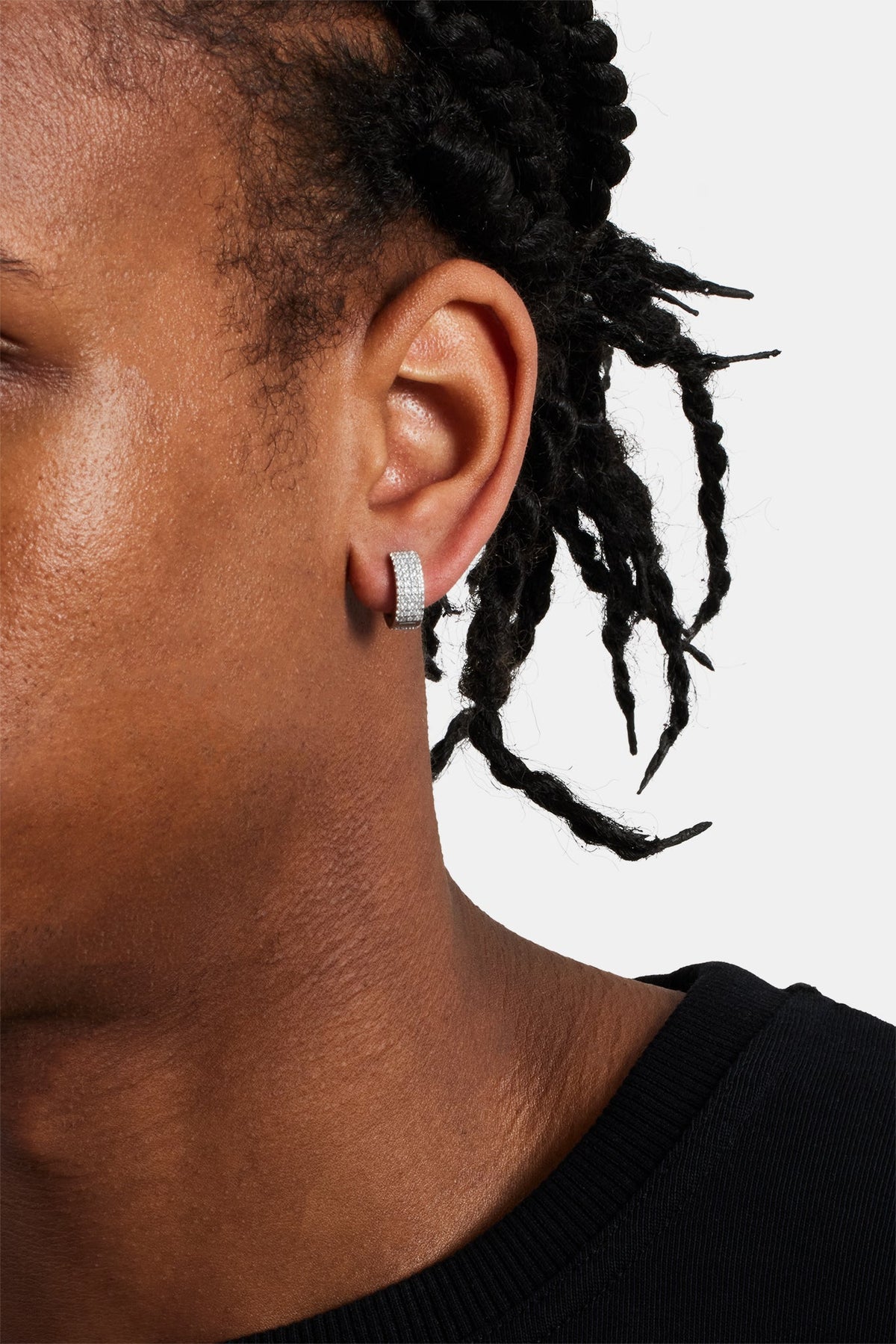 Iced Huggie Earrings Mens Earrings Shop Hoop Earrings at - Main Image