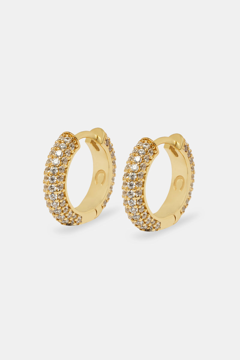 Iced Hoop Earrings - Gold