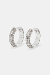 Womens Iced Hoop Earrings - Silver