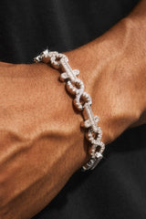 Iced Cross & Infinity Bracelet - 10mm - White