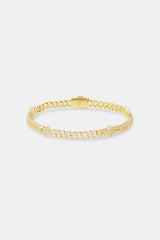 Iced Star Cross Cuban Bracelet - 5mm - Gold