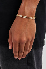 Iced Star Cross Cuban Bracelet - 5mm - Gold