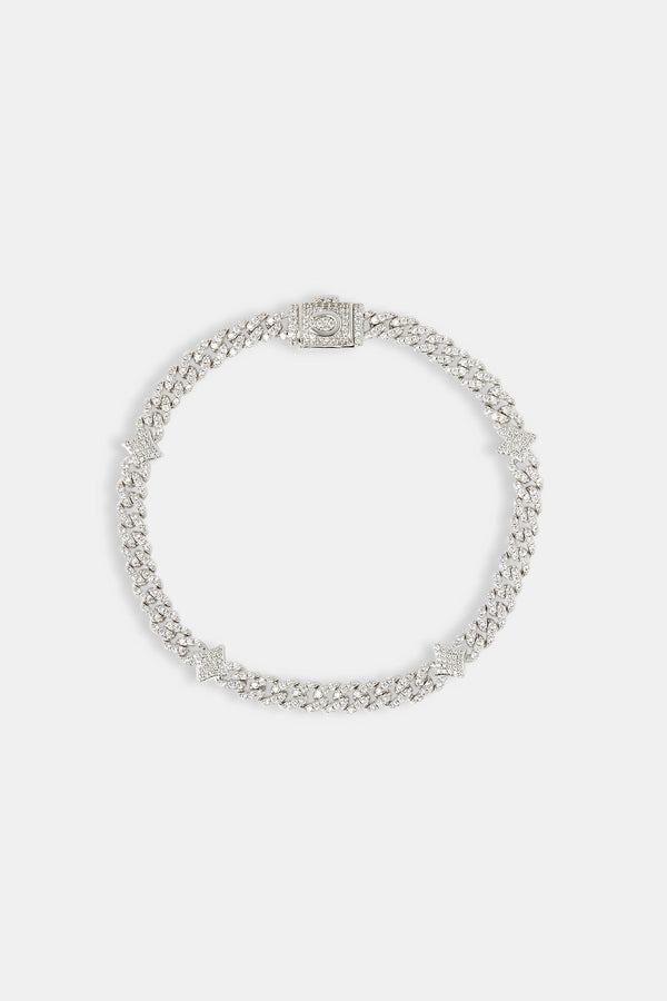 Iced Star Cross Cuban Bracelet - 5mm
