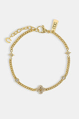 Starburst & Motif Pendant Bracelet - 10mm - Gold