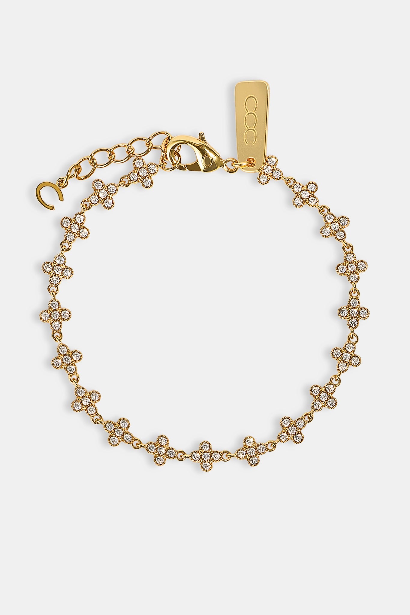 Iced Connecting Motif Bracelet - 5mm - Gold