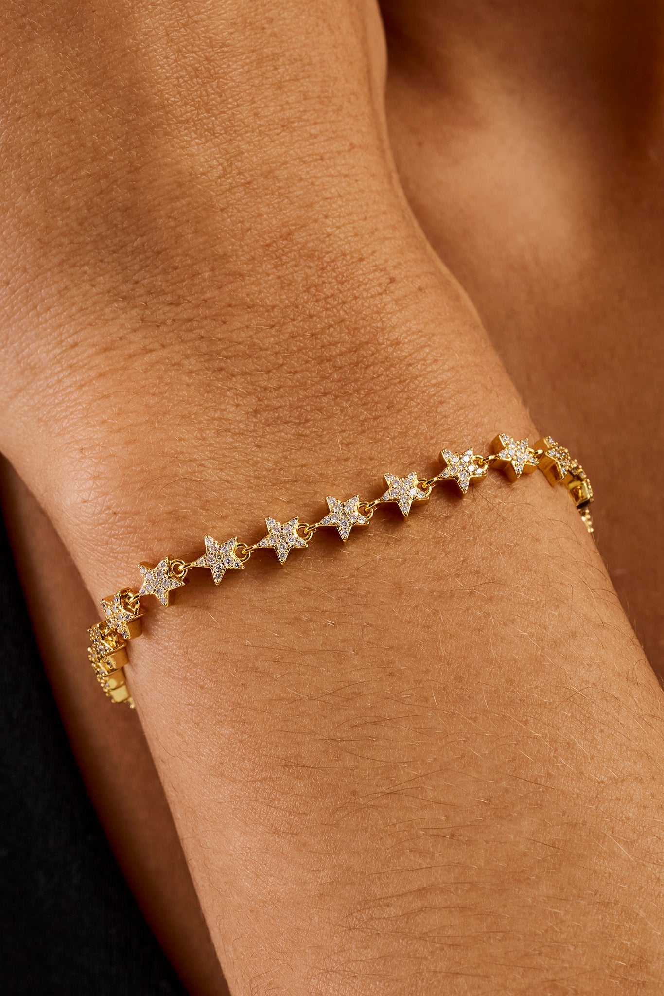 Iced Star Bracelet - 5mm - Gold