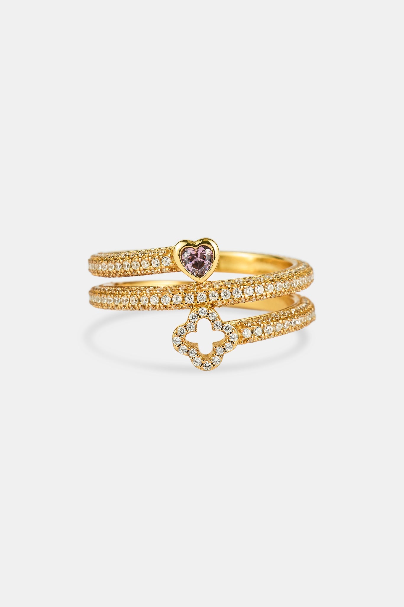 Twist Heart & Motif Ring - 6mm - Gold