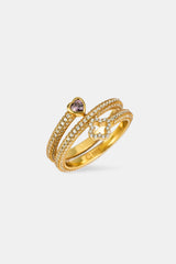 Twist Heart & Motif Ring - 6mm - Gold
