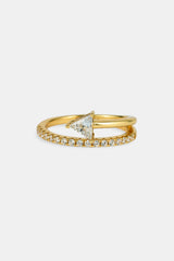 Triangle Iced Band Twist Ring - 1.5mm - Gold
