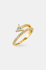 Triangle Iced Band Twist Ring - 1.5mm - Gold