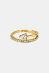 Triangle Iced Band Twist Ring - 1.5mm - Gold