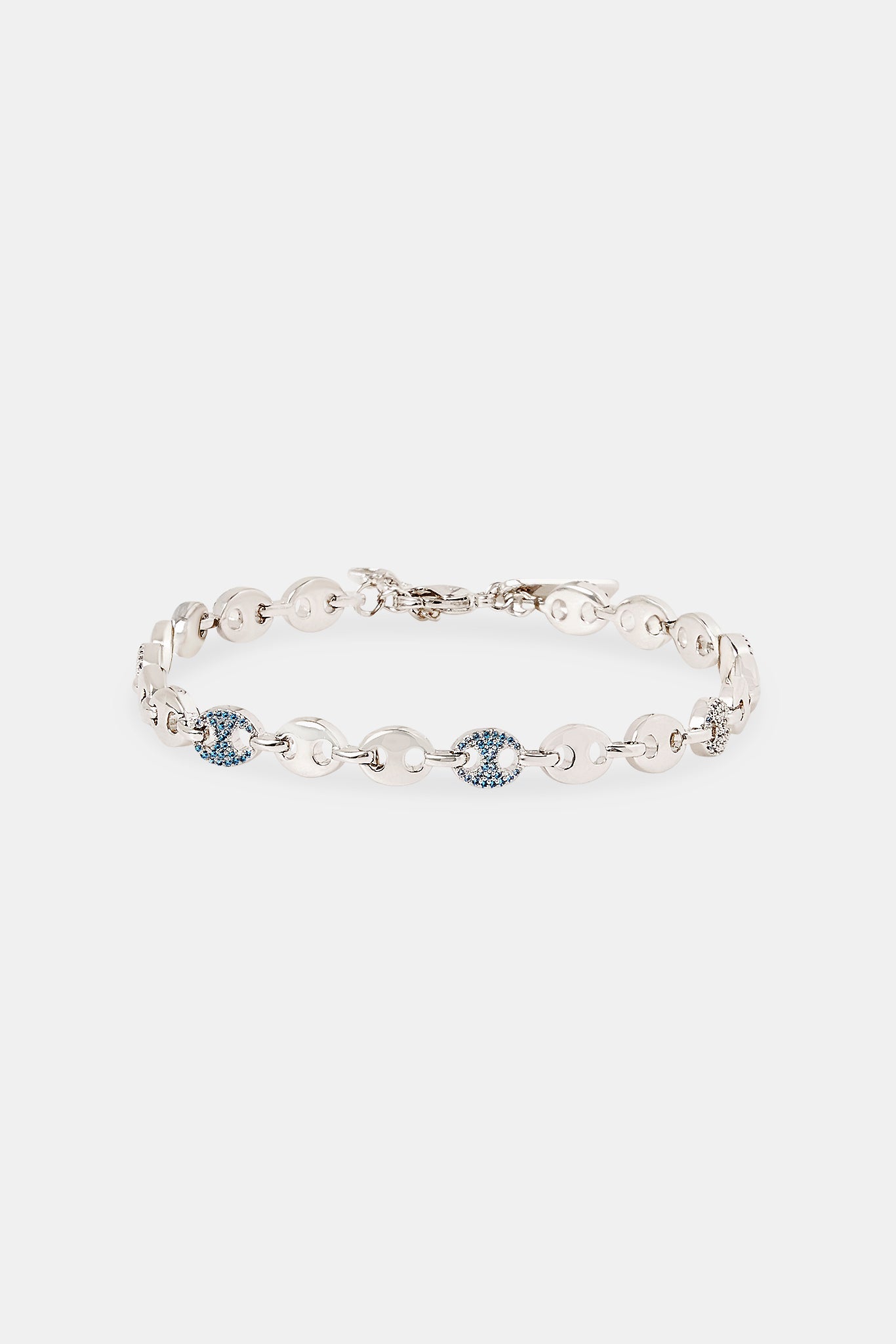 Light Blue Iced & Polished Coffee Bean Bracelet - 6mm