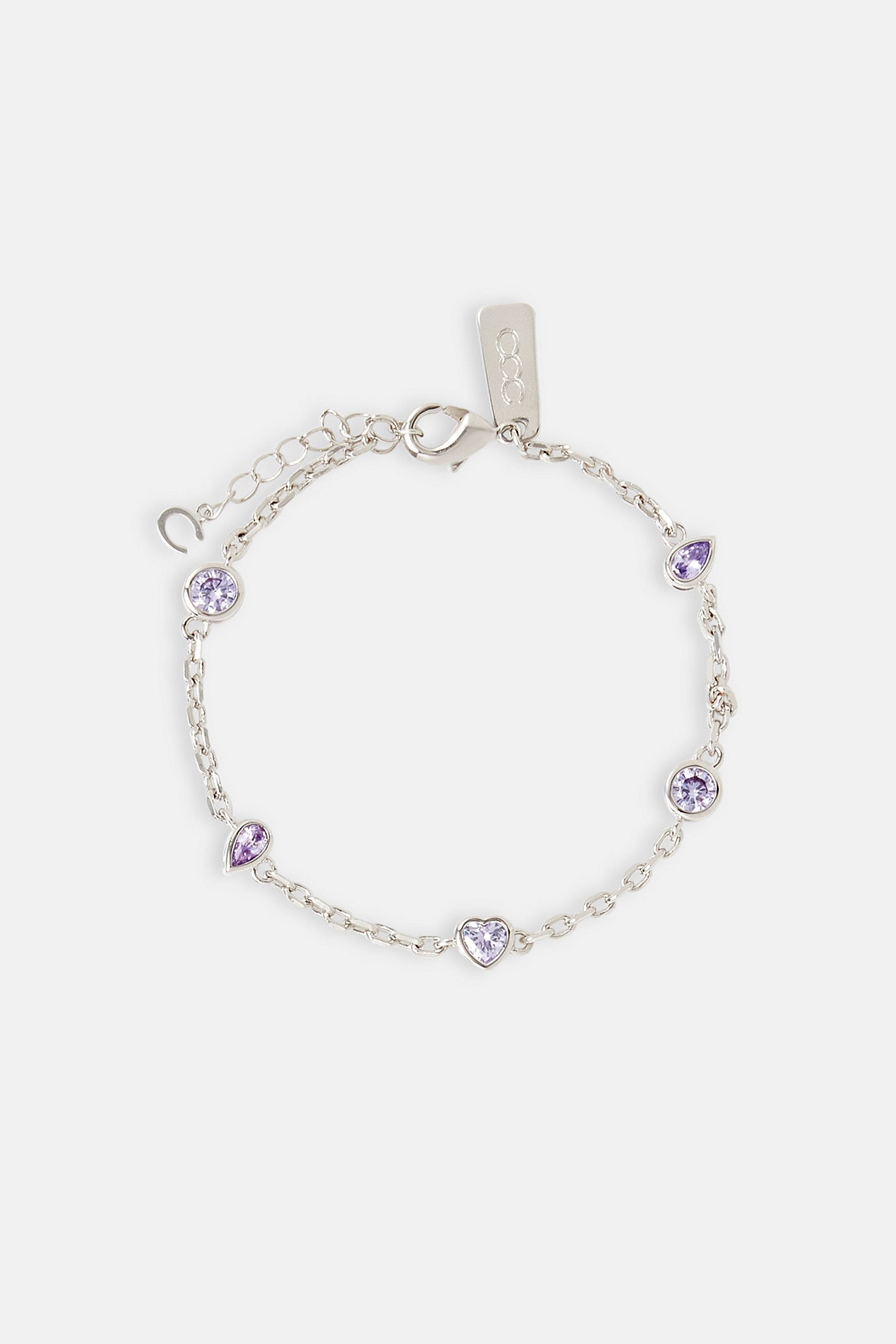 Iced Purple Mix Stone Rolo Bracelet - 6mm