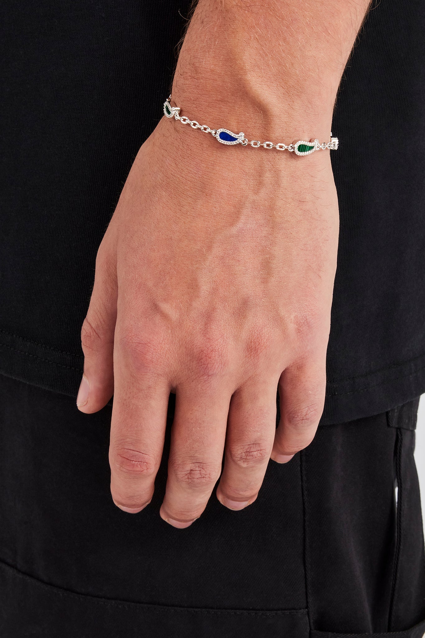 Lapis & Malachite Paisley Rolo Bracelet - 6mm