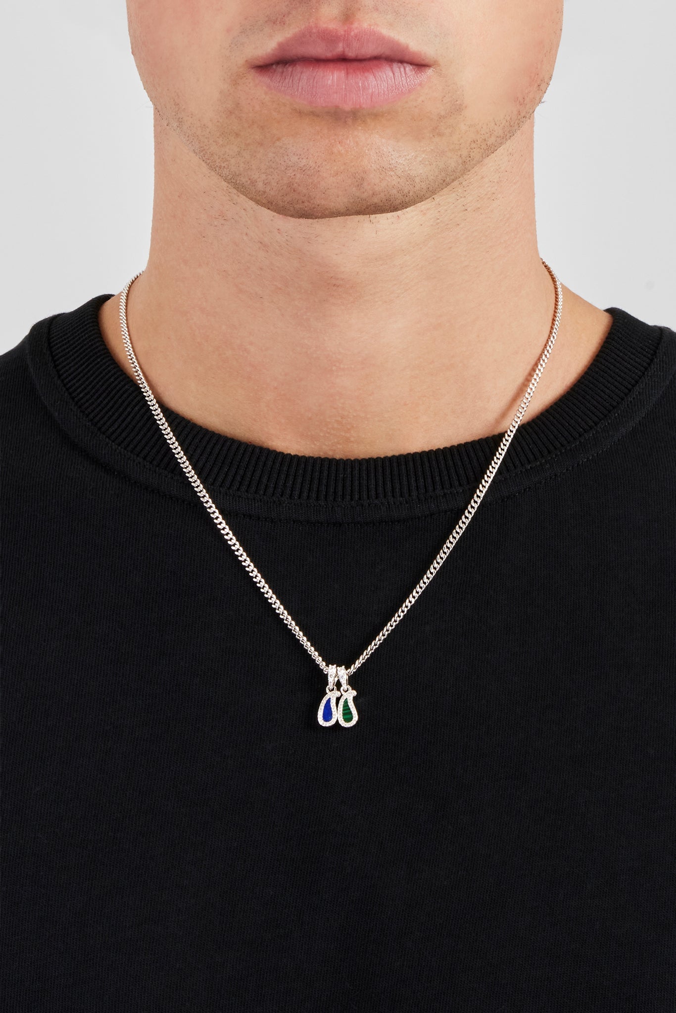 Lapis & Malachite Paisley Necklace - 8mm