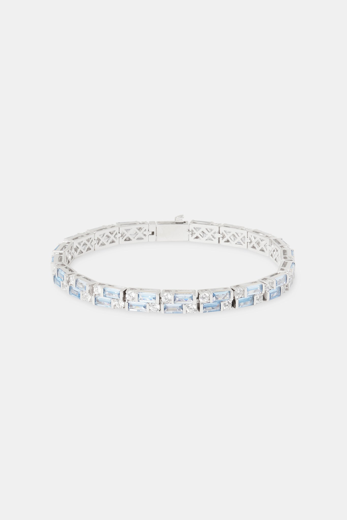 Light Blue Double Baguette Stone Tennis Bracelet - 6mm