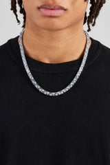 Light Blue Double Baguette Stone Tennis Chain - 6mm