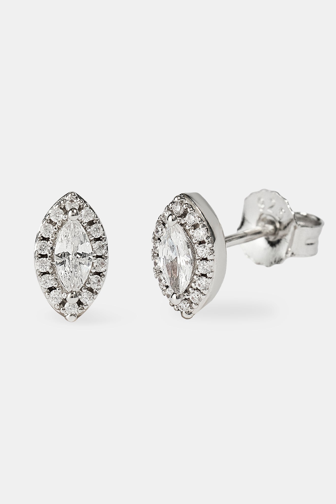Marquise Stud Earrings - 8mm - White