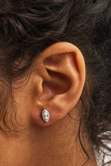 Iced Marquise Stud Earrings - 8mm - White
