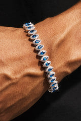 Blue Marquise Tennis Bracelet - 10mm - White