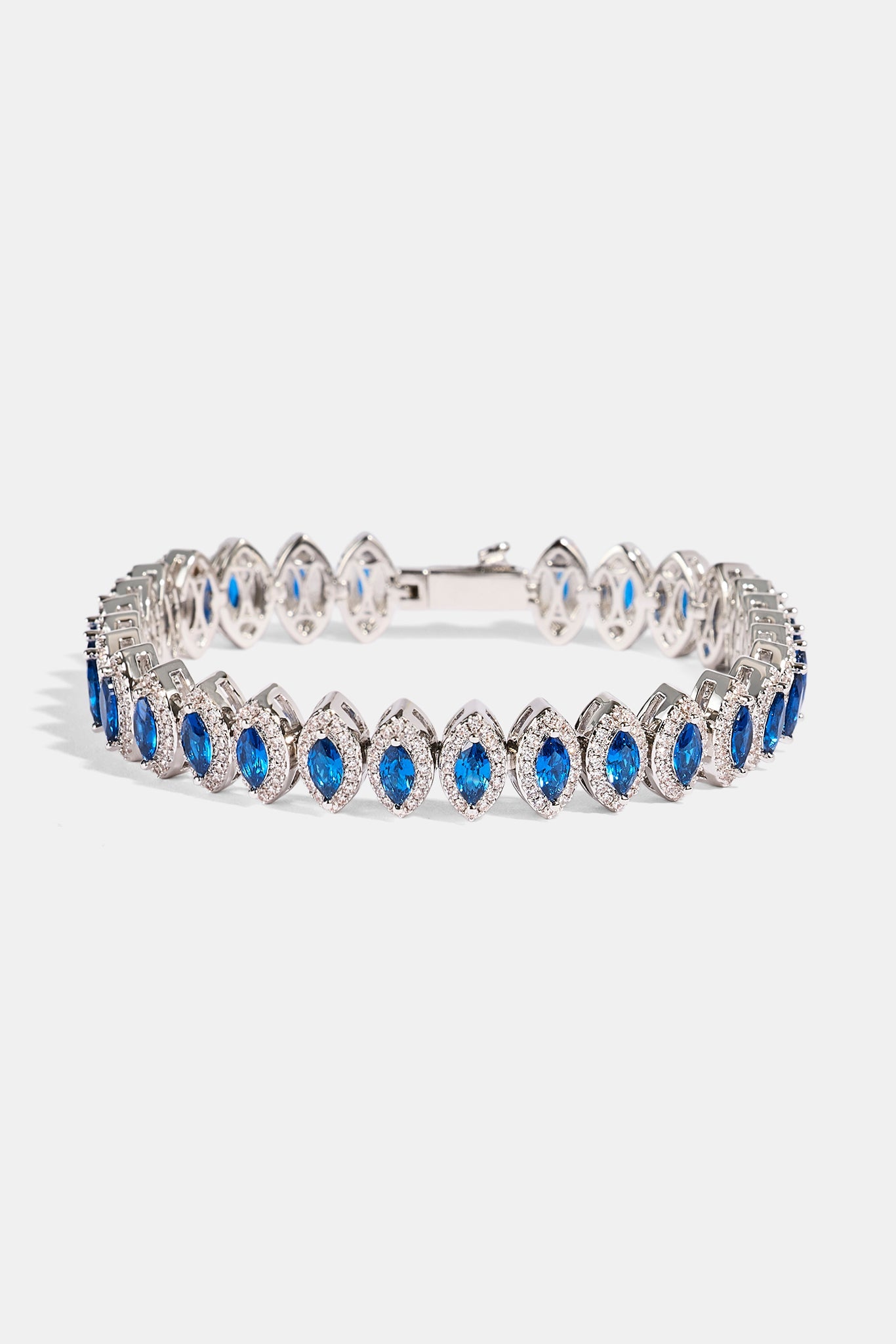 Blue Marquise Tennis Bracelet - 10mm - White