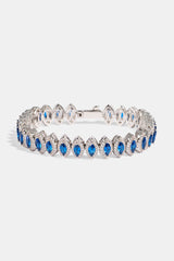 Blue Marquise Tennis Bracelet - 10mm - White