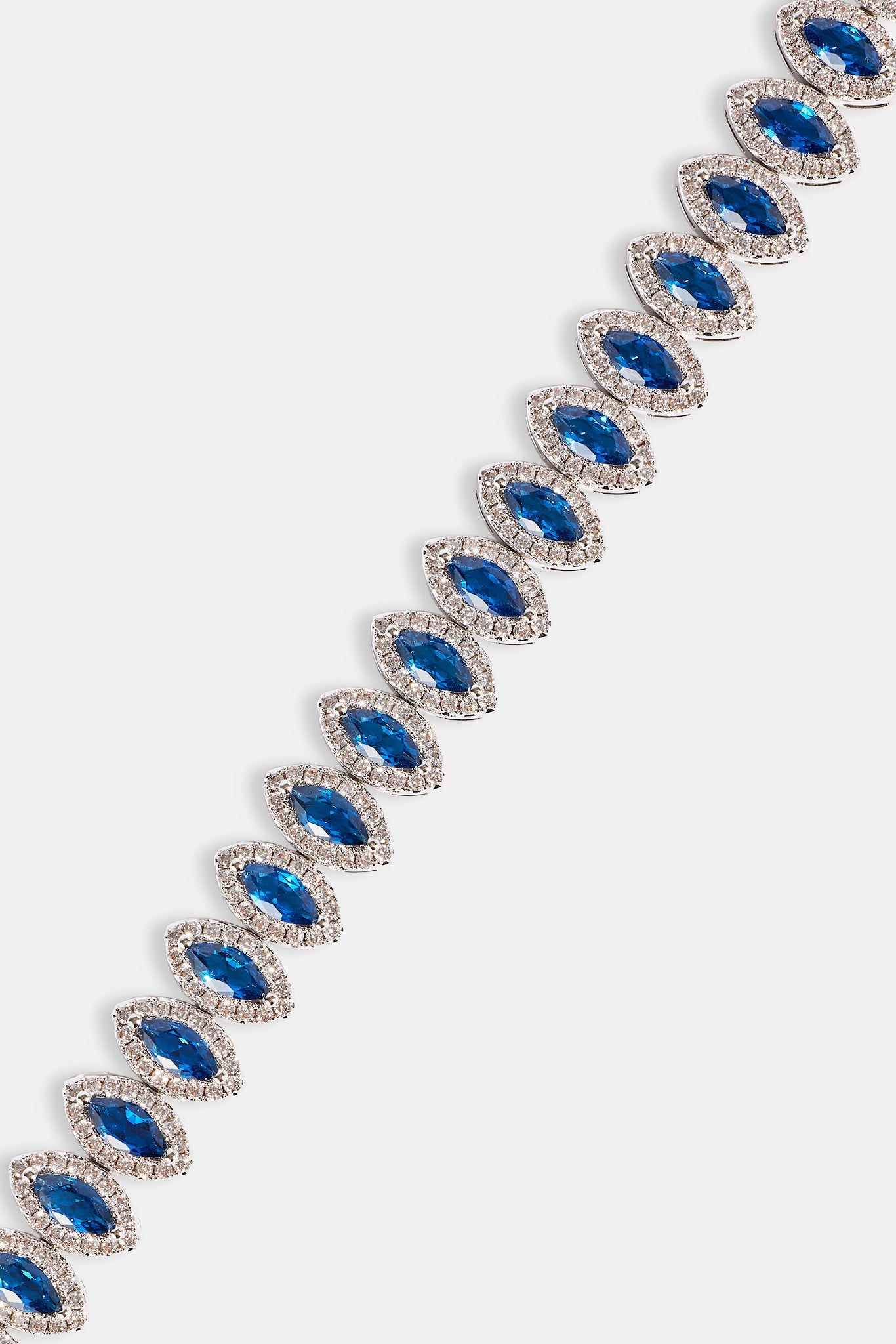 Blue Marquise Tennis Bracelet - 10mm - White
