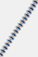 Blue Marquise Tennis Bracelet - 10mm - White