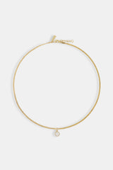 Micro Iced Motif Cut Out Necklace - 10mm - Gold