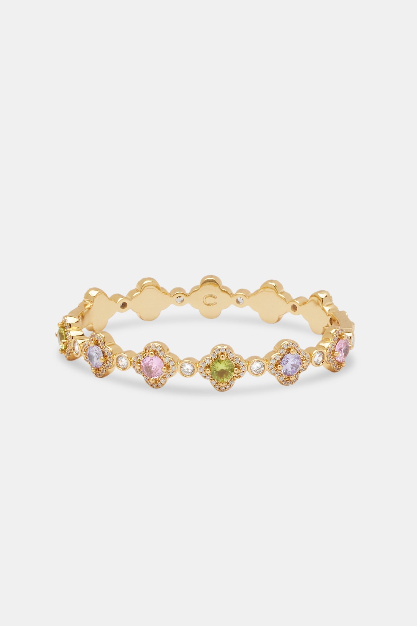 Multi Colour CZ Motif Bangle - 8mm