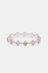 Multi Colour CZ Motif Bangle - White