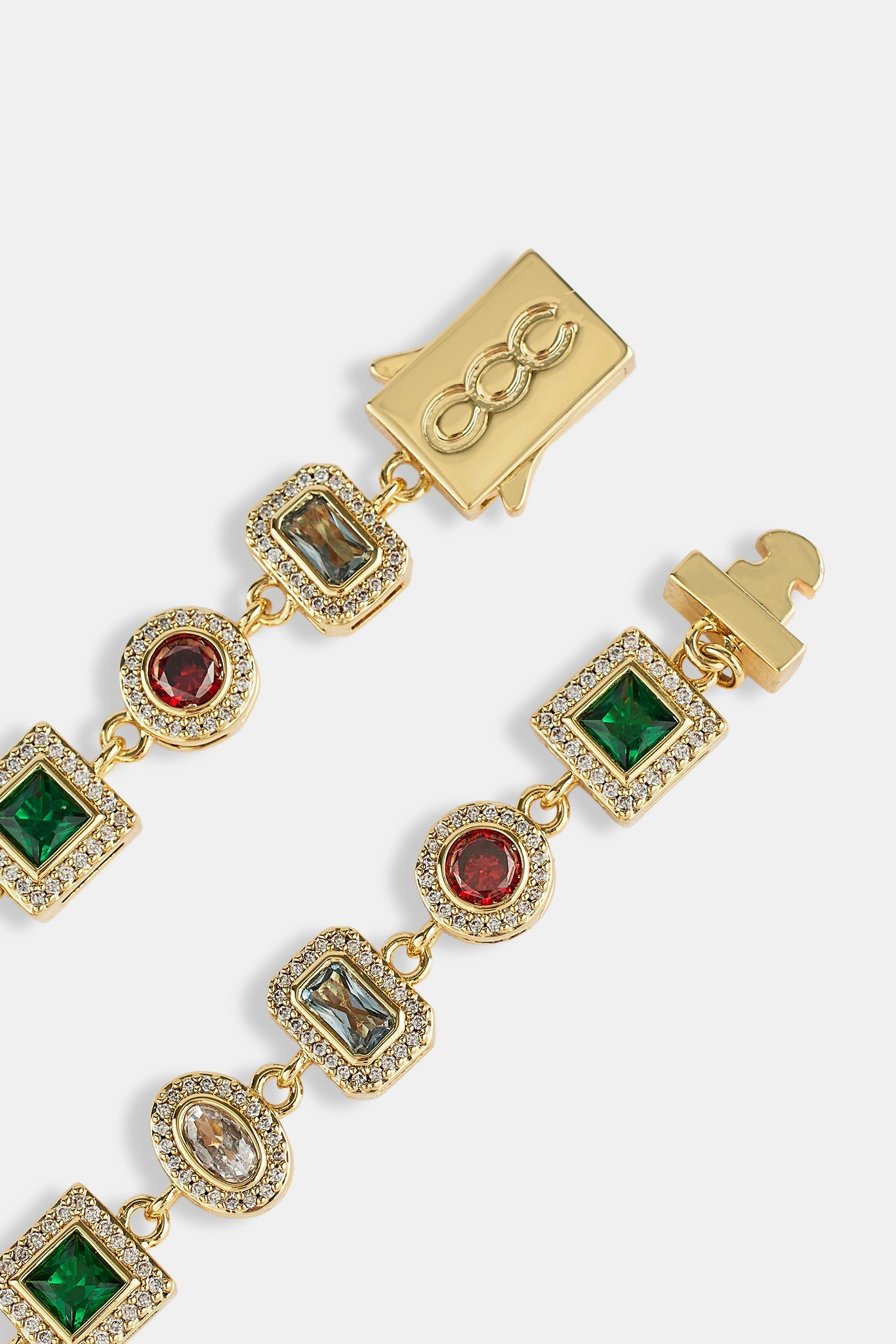 Multi Colour Mixed Shape Cluster Bracelet - 6mm - Gold