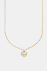 Micro Iced Outline Motif Necklace - 12mm - Gold