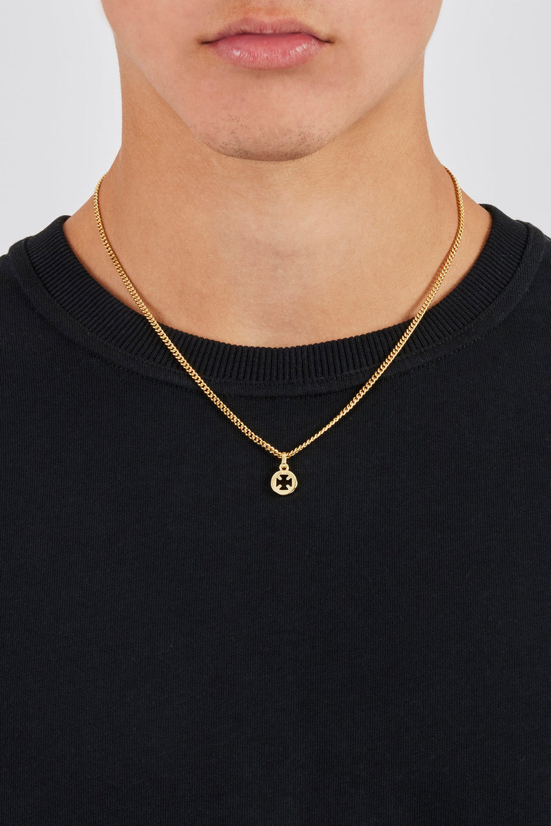 Micro Polished Motif Cut Out Necklace - 10mm - Gold