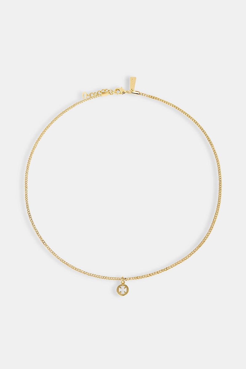 Micro Polished Motif Cut Out Necklace - 10mm - Gold