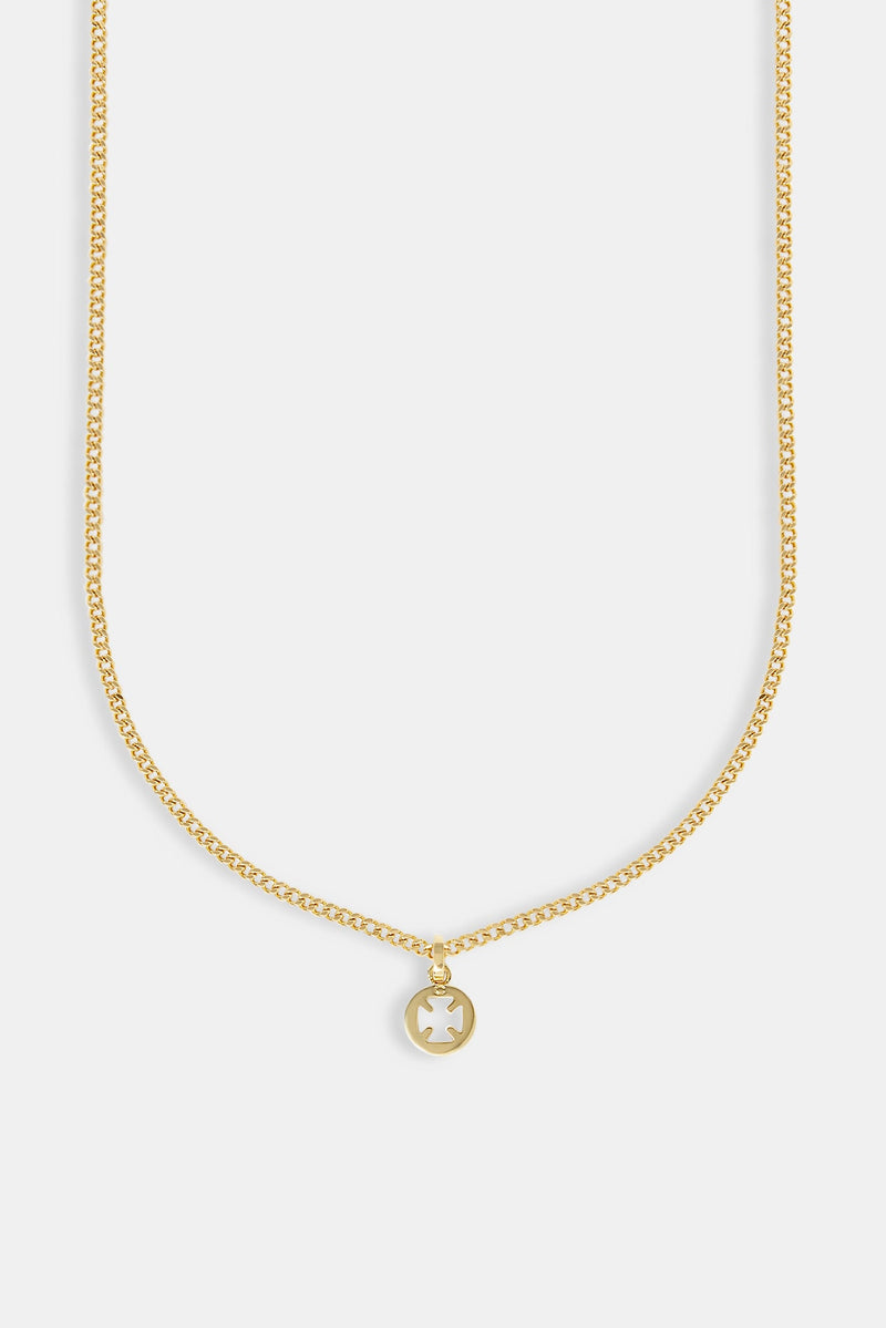 Micro Polished Motif Cut Out Necklace - 10mm - Gold