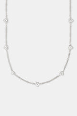 2.5mm Micro Cuban Multi Heart Cz Chain