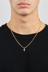 Micro Iced Cross Cuban Necklace - 10mm - Gold