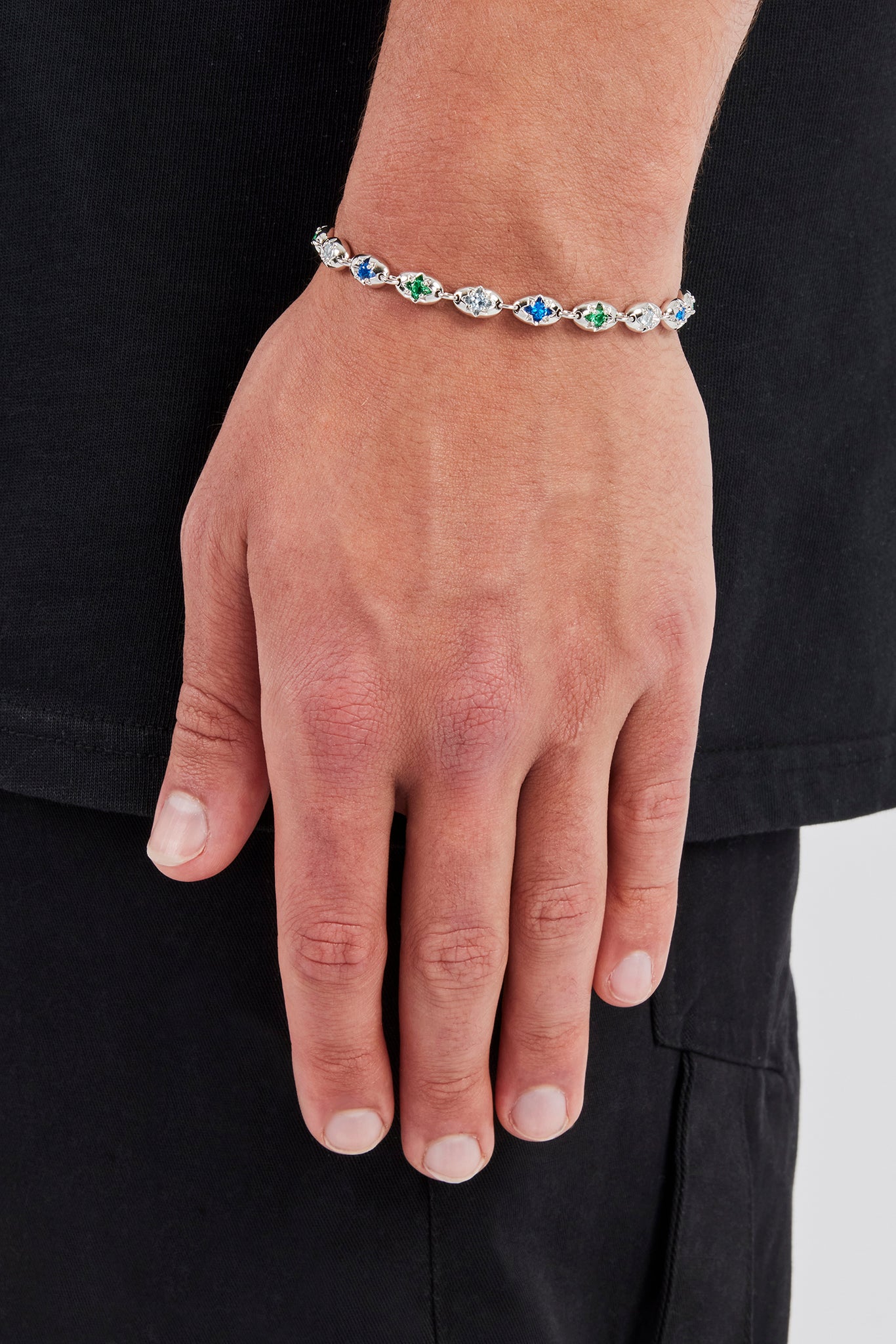 Mixed Gemstone Centre Coffee Bean Bracelet - 6mm