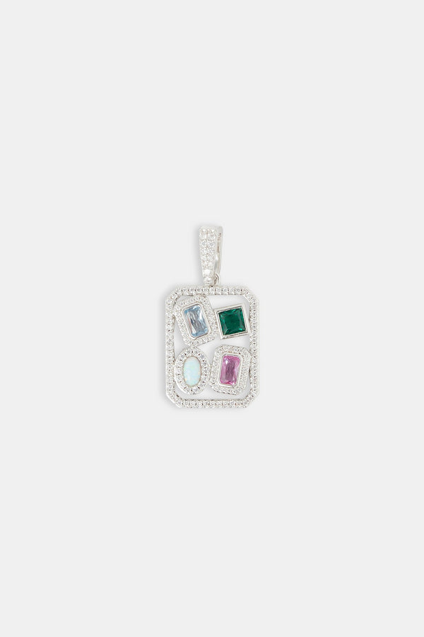 Multi Gemstone Iced Pendant - 20mm