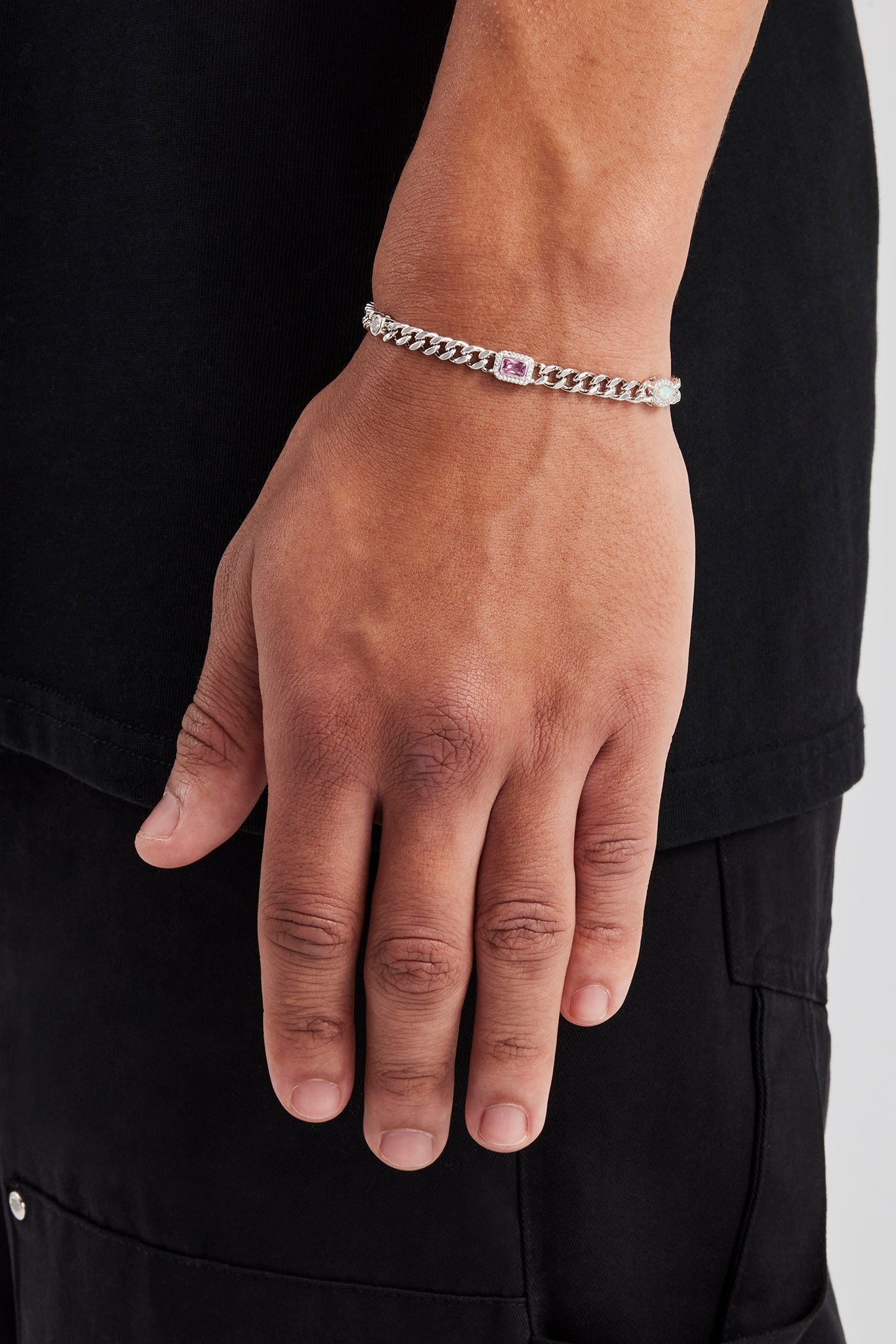 Multi Gemstone Miami Cuban Bracelet - 5mm