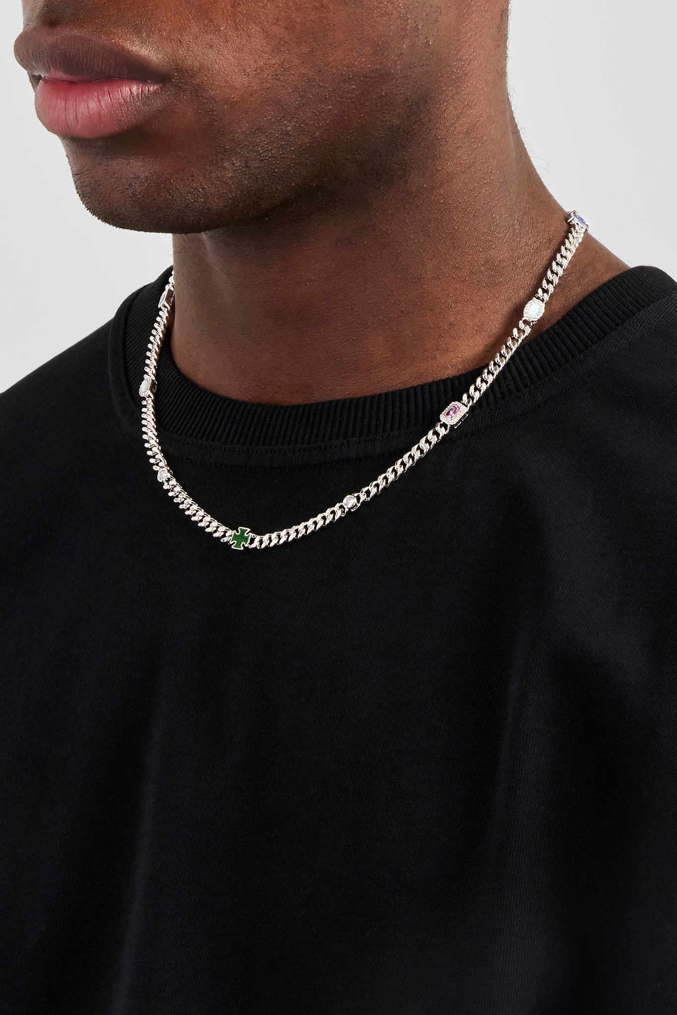 Multi Gemstone Miami Cuban Chain - 5mm