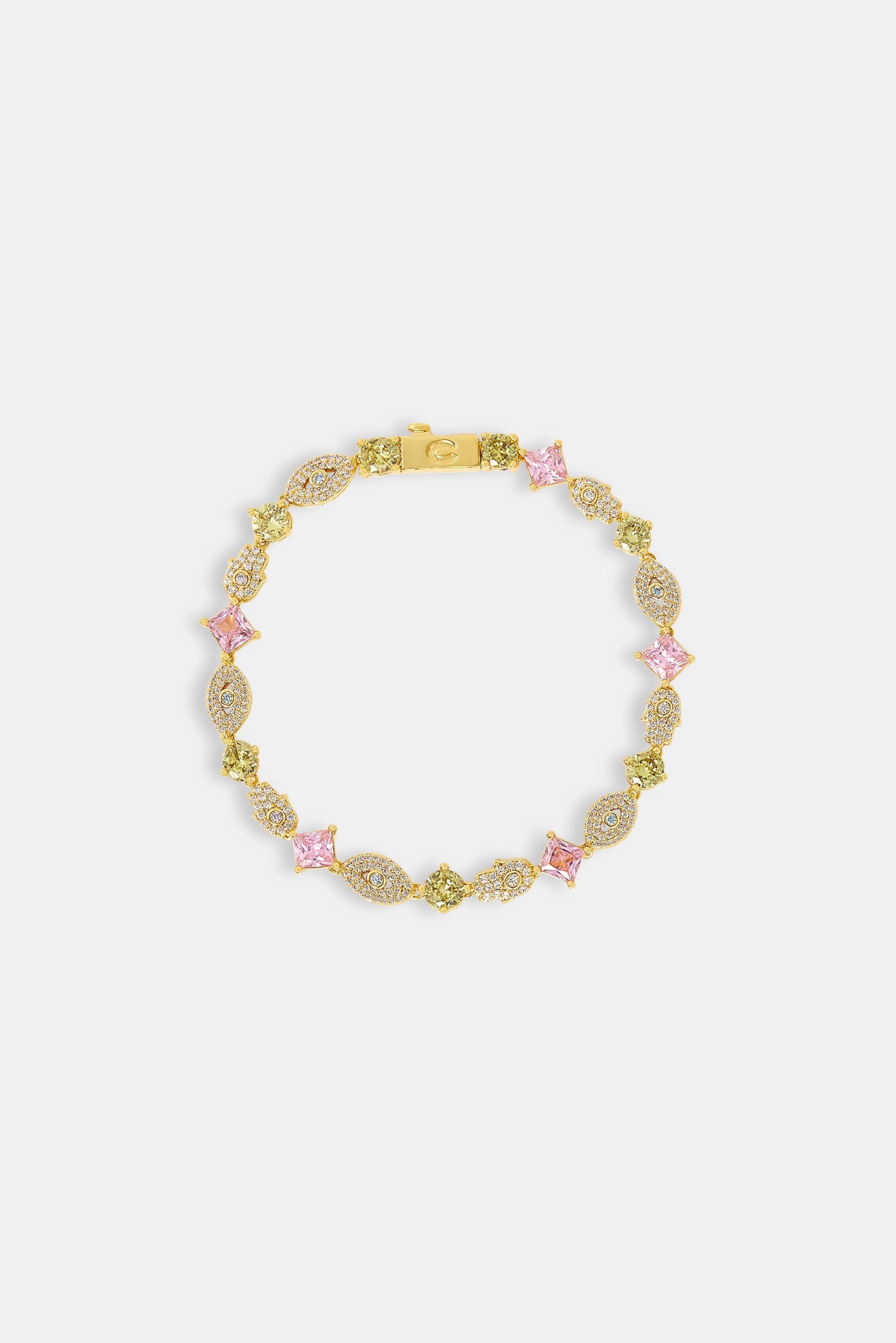 Multi Gemstone Evil Eye & Hamsa Hand Bracelet - 5mm